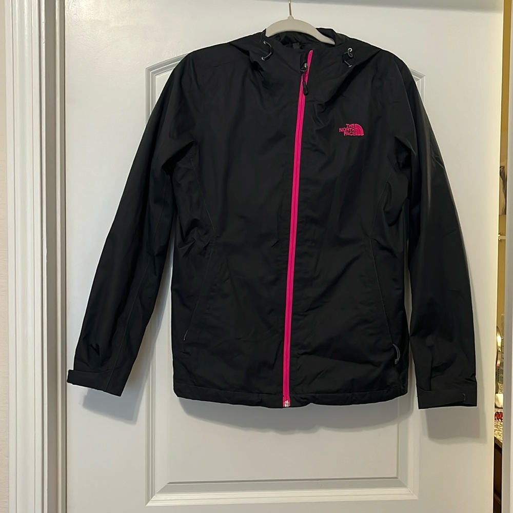 The North Face Rain Jacket Black and Pink Waterproof size M